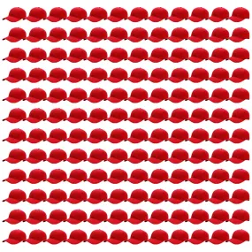 144-Pack Baseball Dad Cap Velcro Strap Adjustable Size - Red