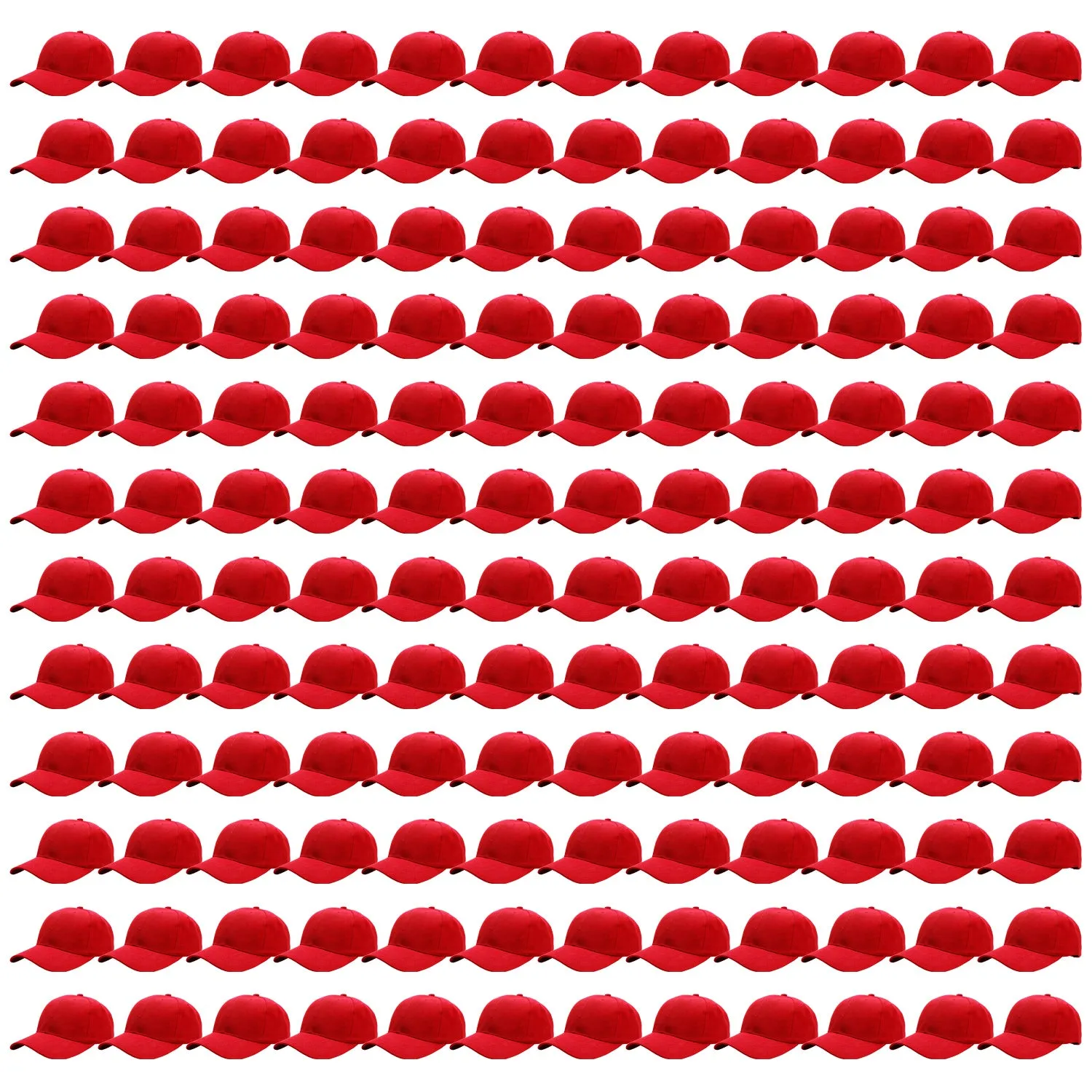 144-Pack Baseball Dad Cap Velcro Strap Adjustable Size - Red