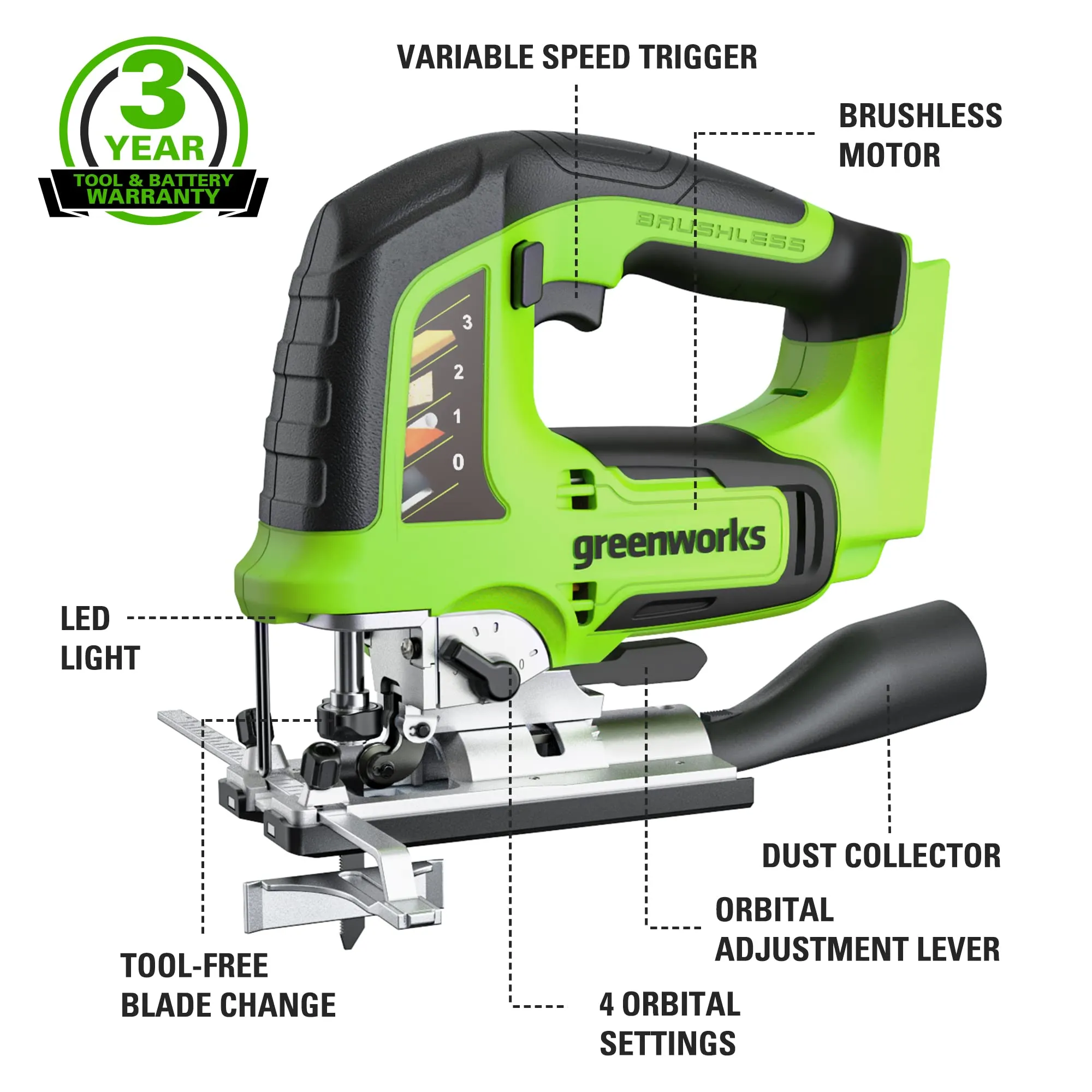 24V Drill, Impact Driver & Jig Saw 3PC Combo Kit w/ (2) Batteries & Charger