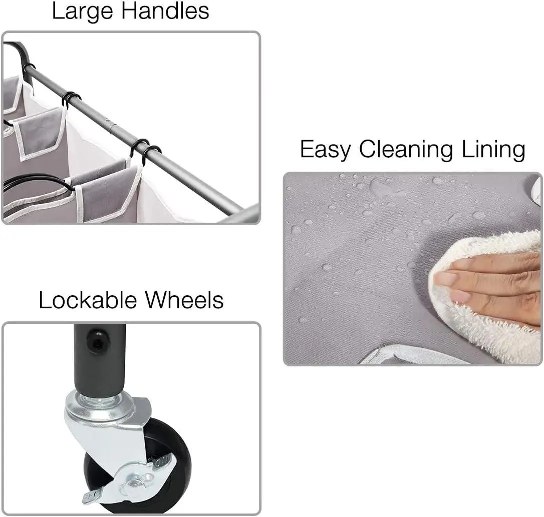 4-Section Portable Laundry Organizer with Waterproof Bags for Effortless Sorting