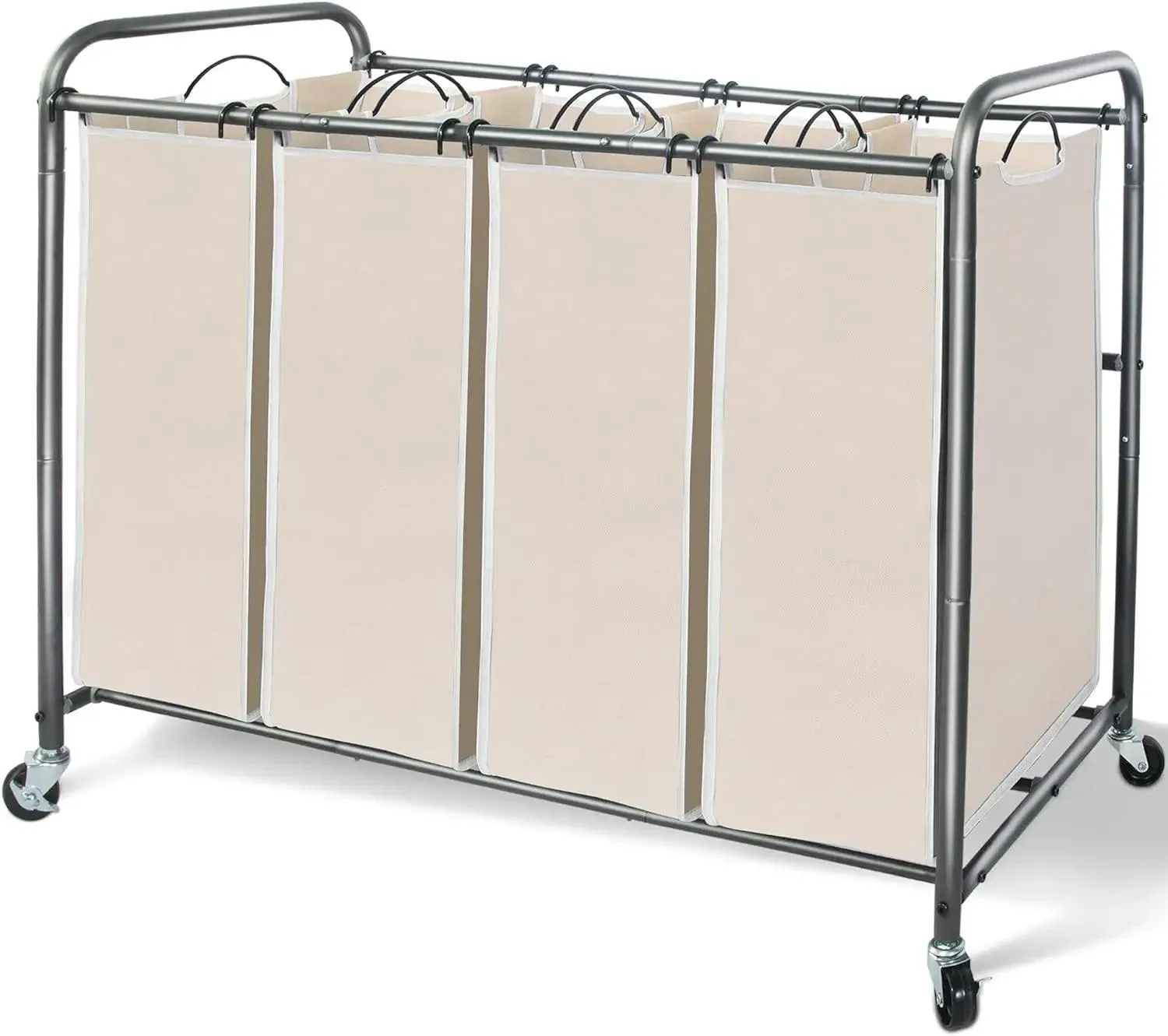 4-Section Portable Laundry Organizer with Waterproof Bags for Effortless Sorting