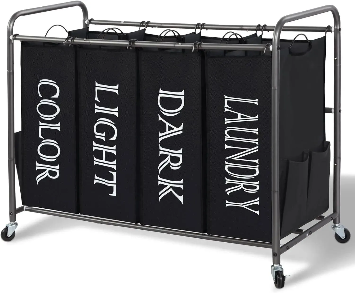 4-Section Portable Laundry Organizer with Waterproof Bags for Effortless Sorting