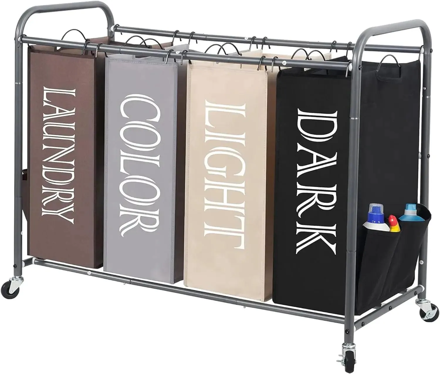4-Section Portable Laundry Organizer with Waterproof Bags for Effortless Sorting