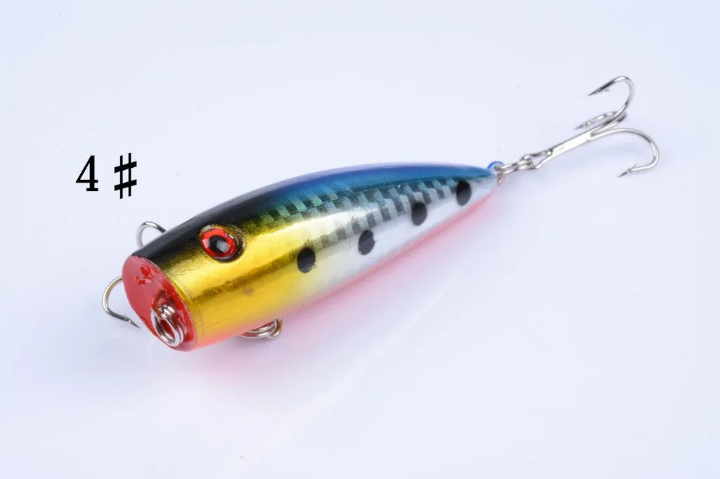 5X 7cm Topwater Fishing Lure Set, Realistic Colors & Hooks