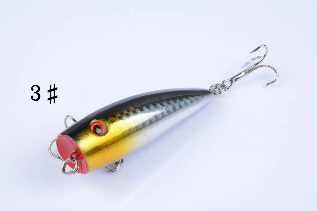 5X 7cm Topwater Fishing Lure Set, Realistic Colors & Hooks