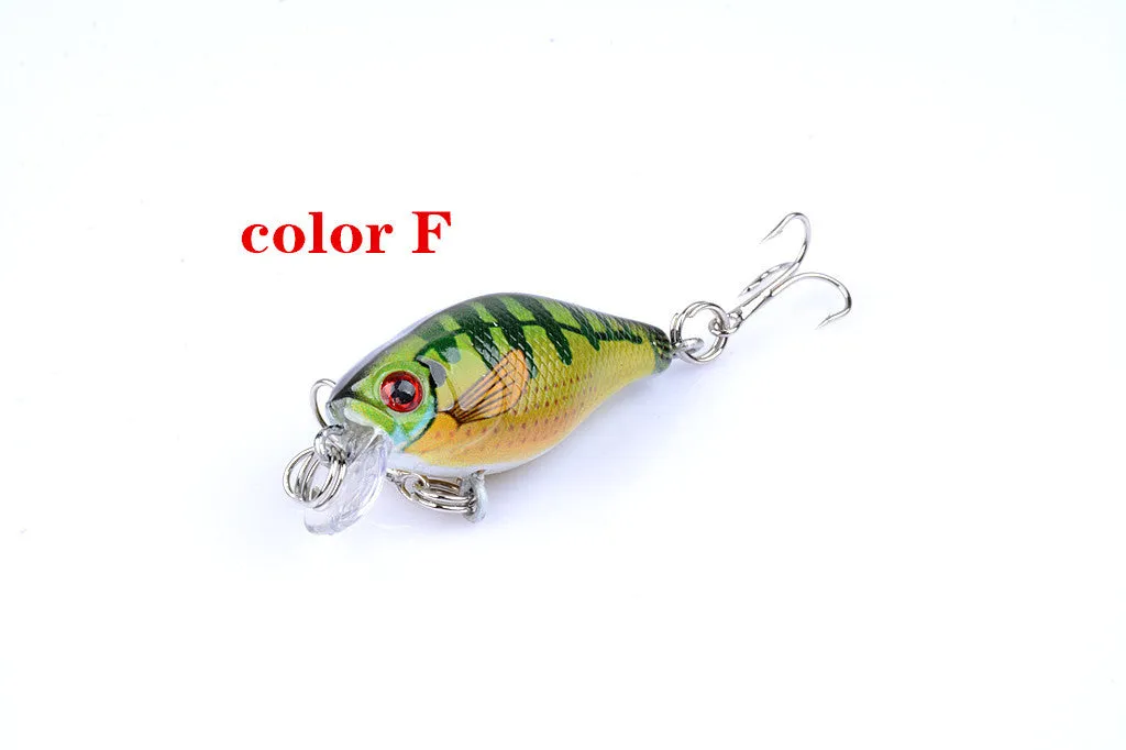 6x 4.3cm Popper Crank Bait Fishing Lures, 6 Colors, Topwater