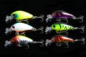 6x 4.5cm Popper Crank Bait Fishing Lures with 3D Eyes