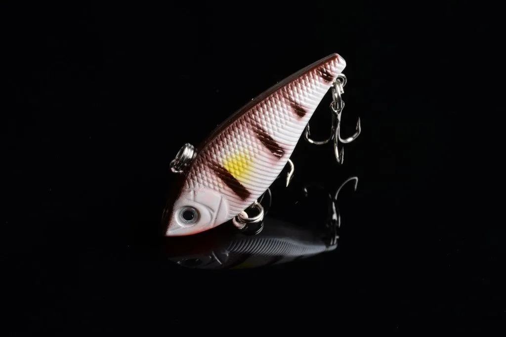 8x 5cm Vib Fishing Lures, 3D Eyes, Sharp Hooks Set