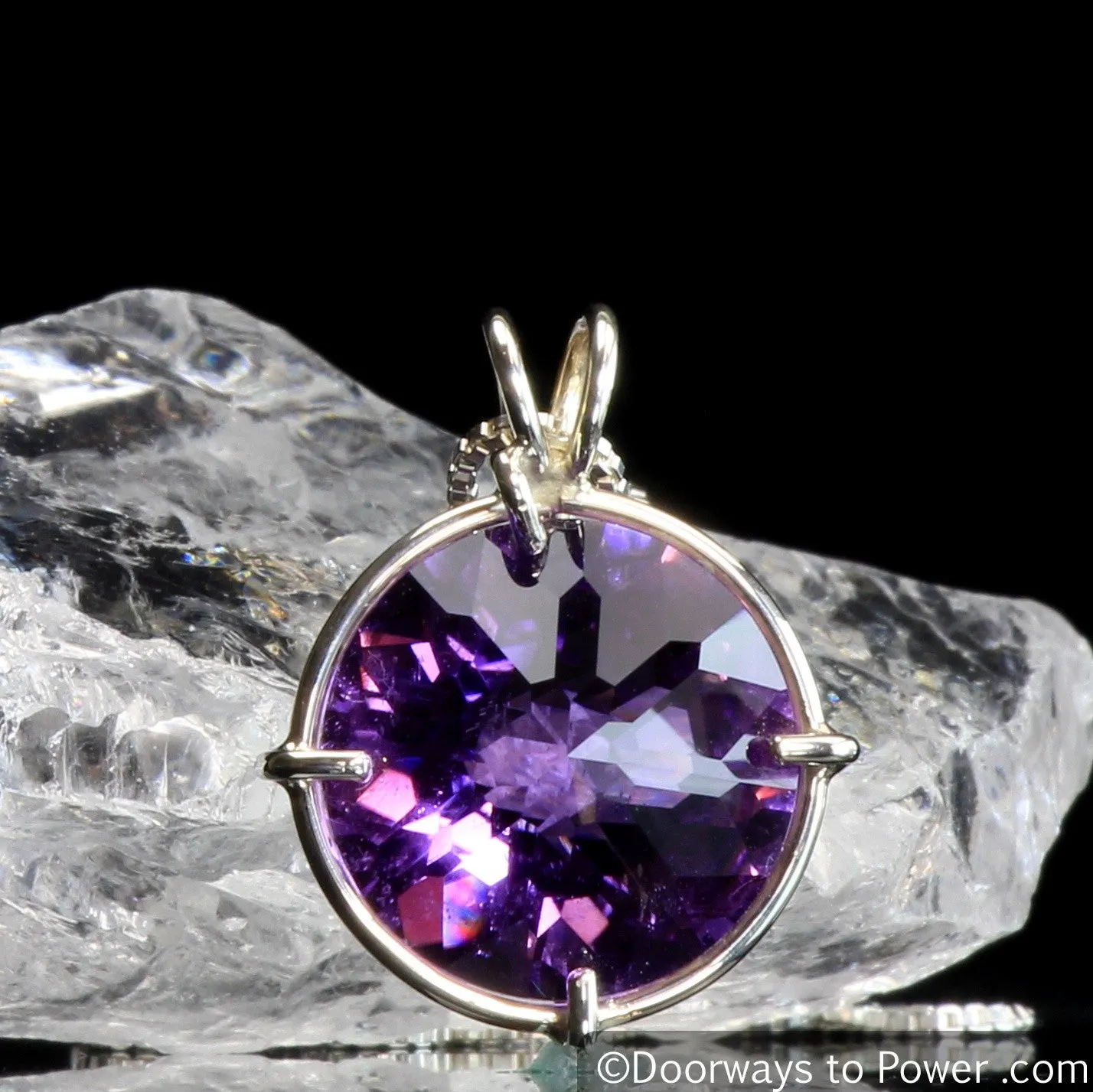 Amethyst Quartz Radiant Heart Crystal Pendant