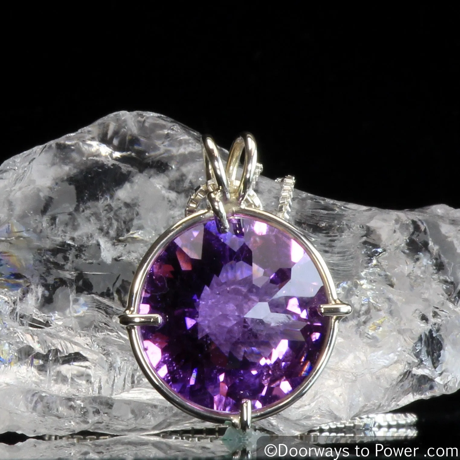 Amethyst Quartz Radiant Heart Crystal Pendant