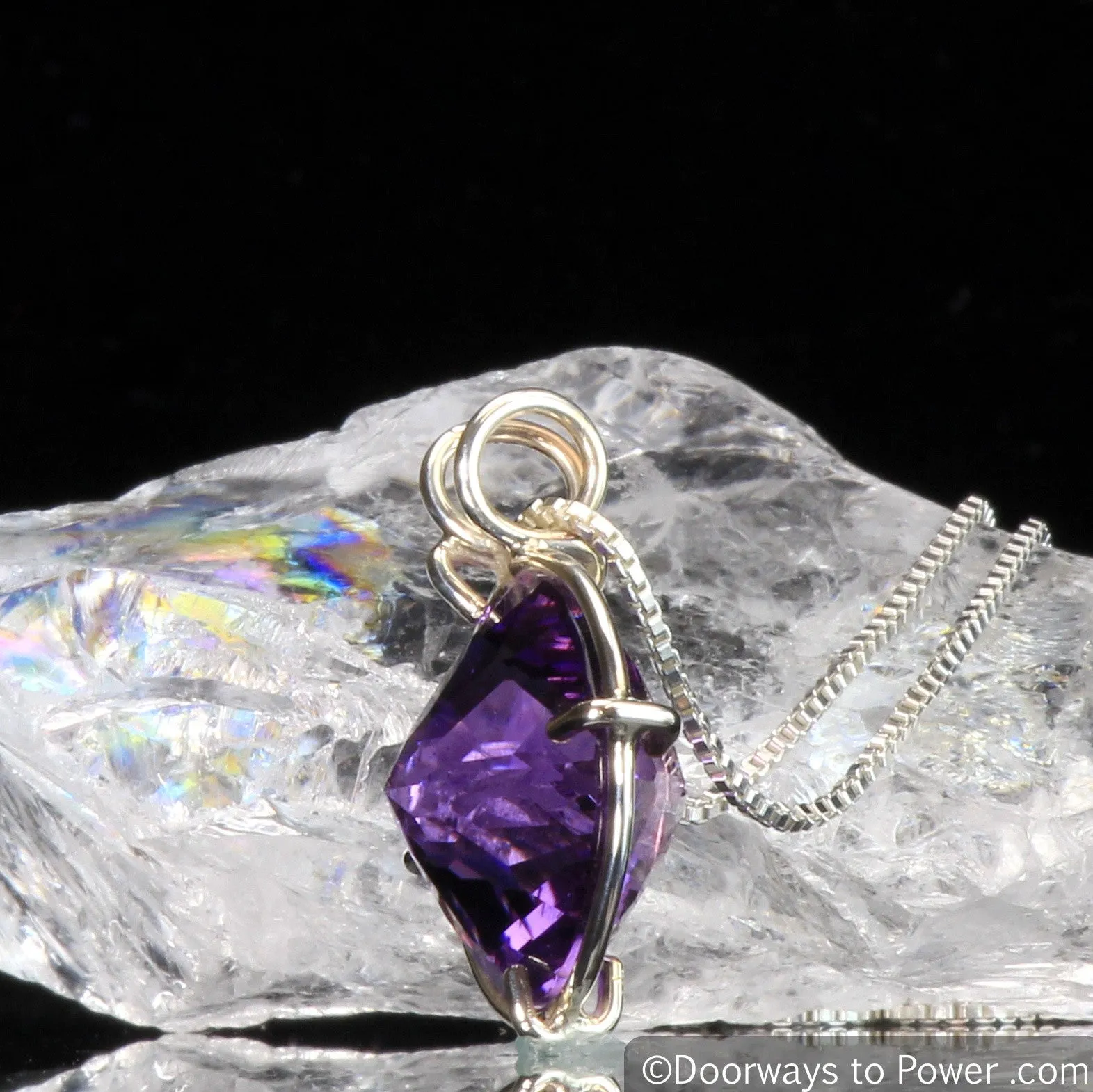 Amethyst Quartz Radiant Heart Crystal Pendant