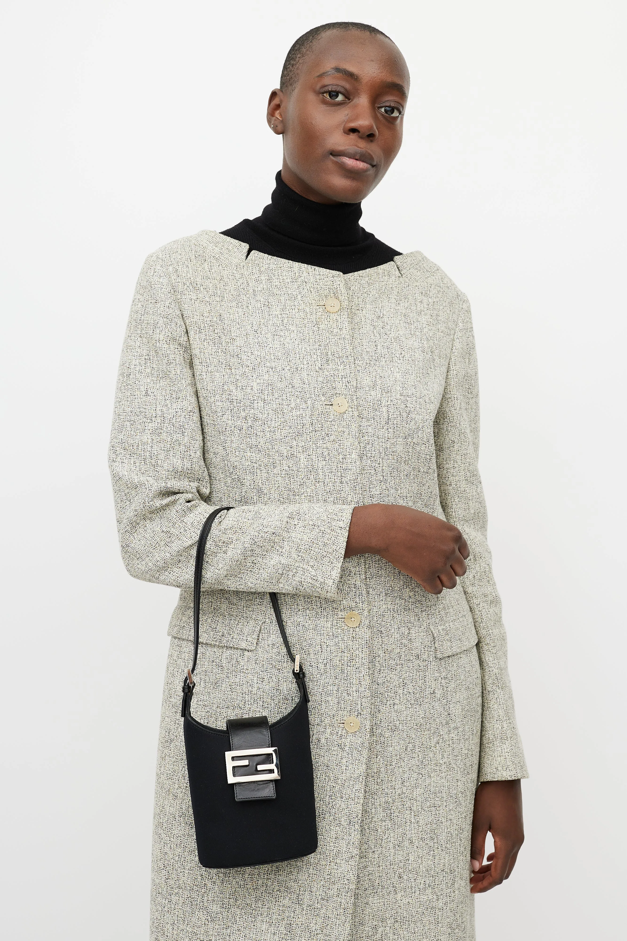 Black & Silver Mini Bucket Bag