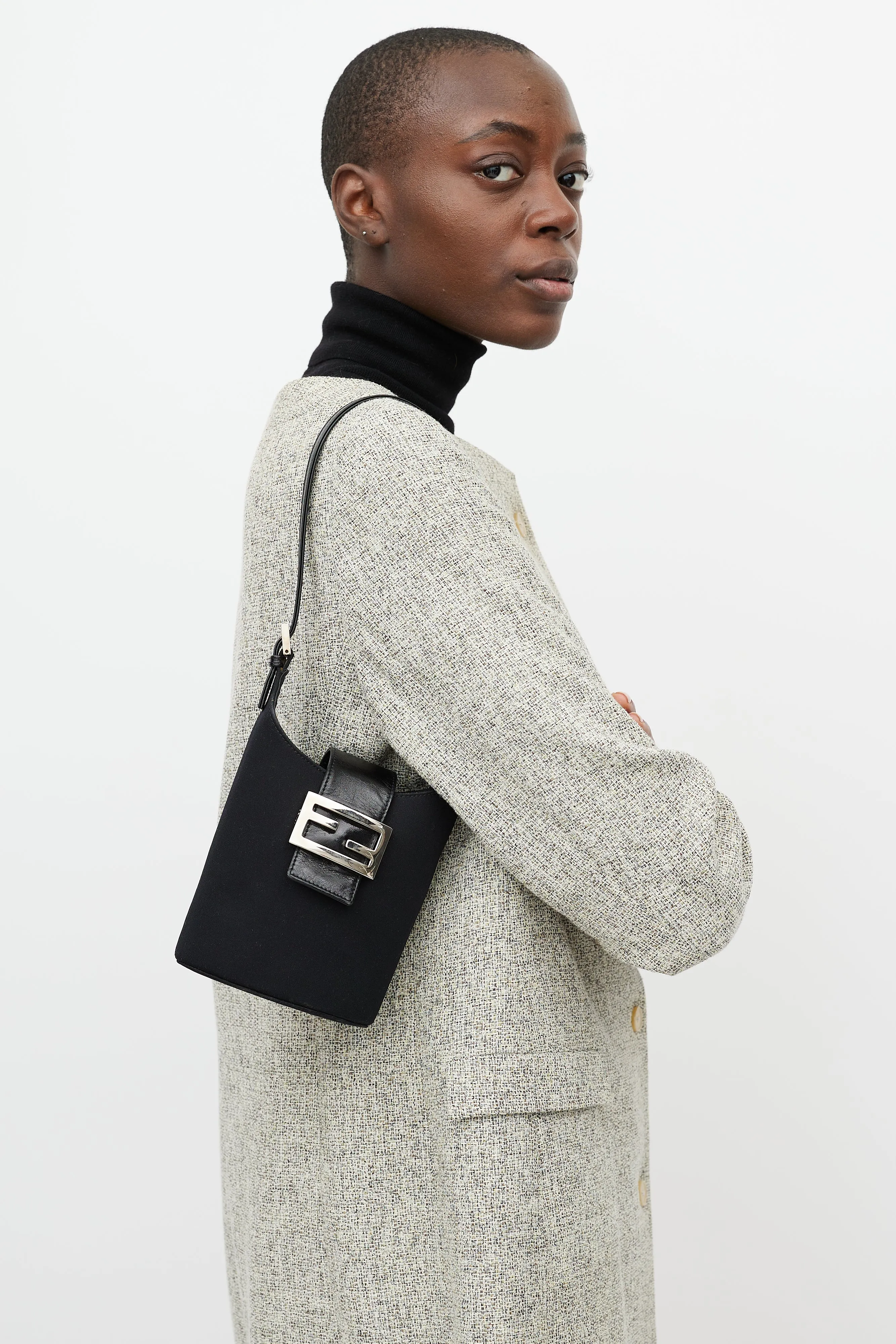 Black & Silver Mini Bucket Bag