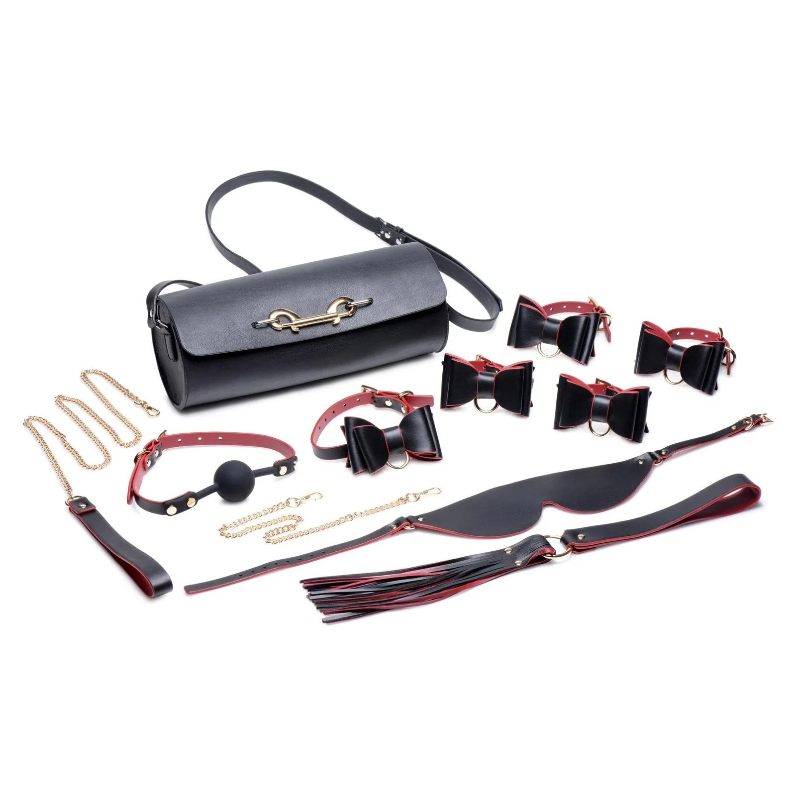 Black And Red Bow Bondage Set With Carry Case