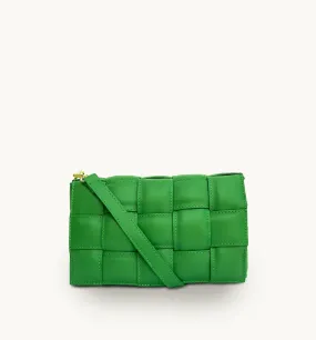 Bottega Green Padded Woven Leather Crossbody Bag