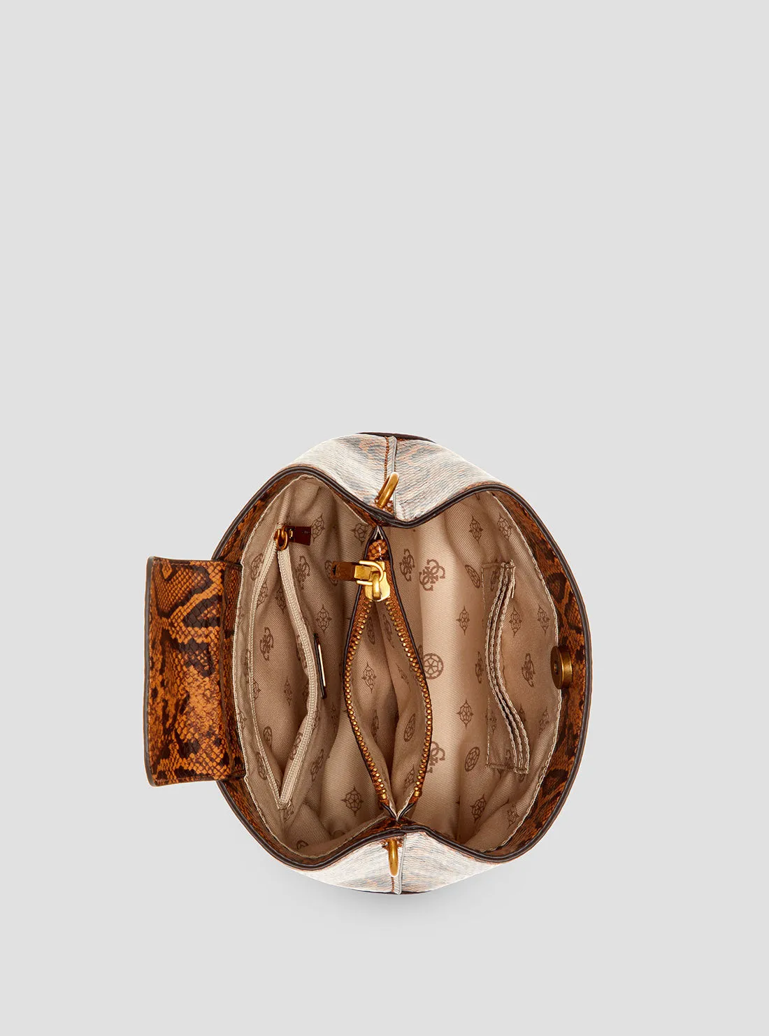 Brown Snake Print Eire Bucket Bag