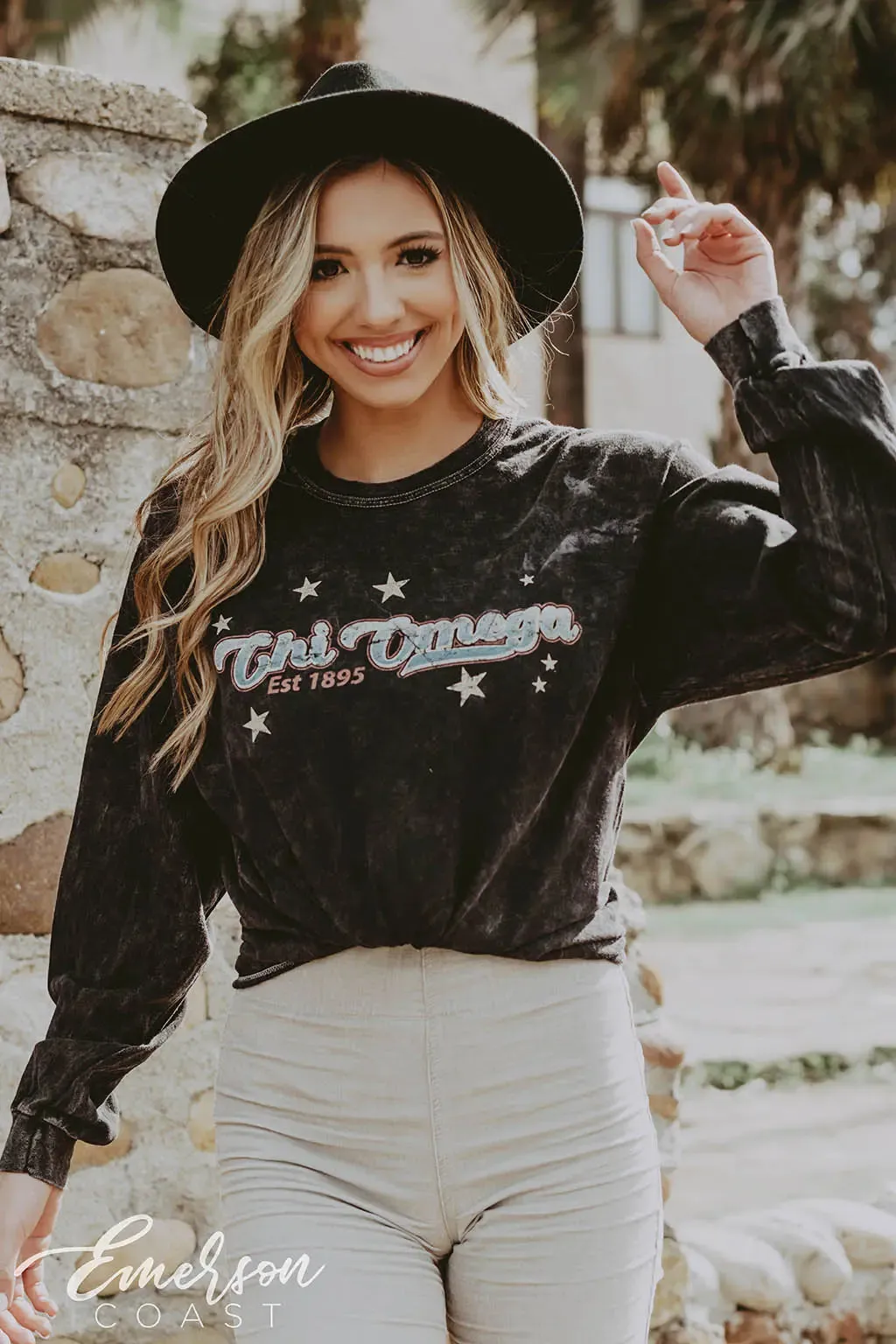 Chi Omega Mineral Wash Long Sleeve Tee