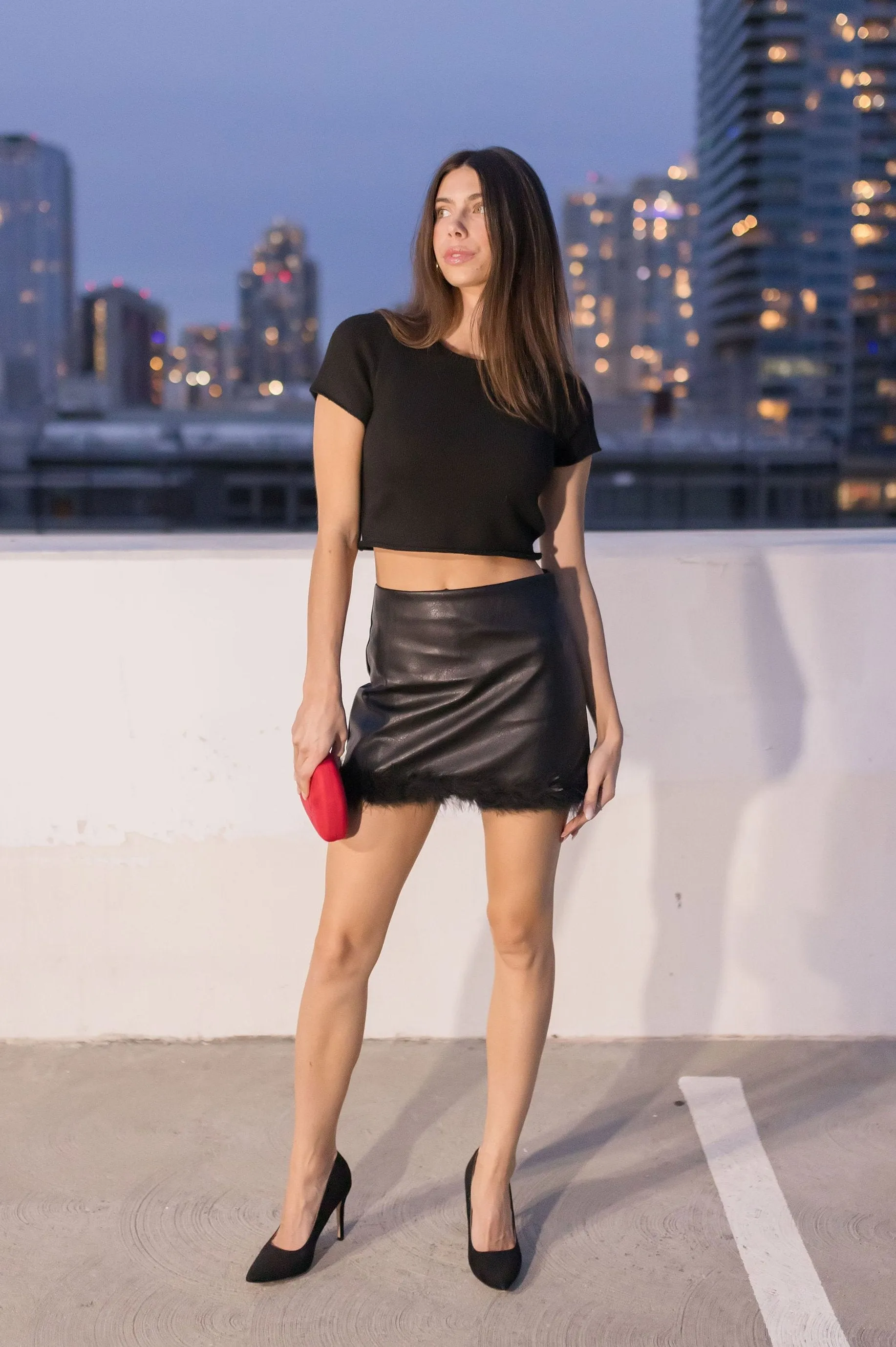 Clara Faux Suede Crossbody Clutch Red