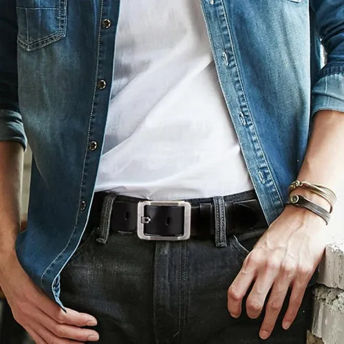 Classy Men Wide Black Leather Belt