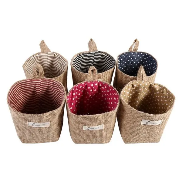 Cotton Linen Hanging Bag Home Gadget Storage Organizer