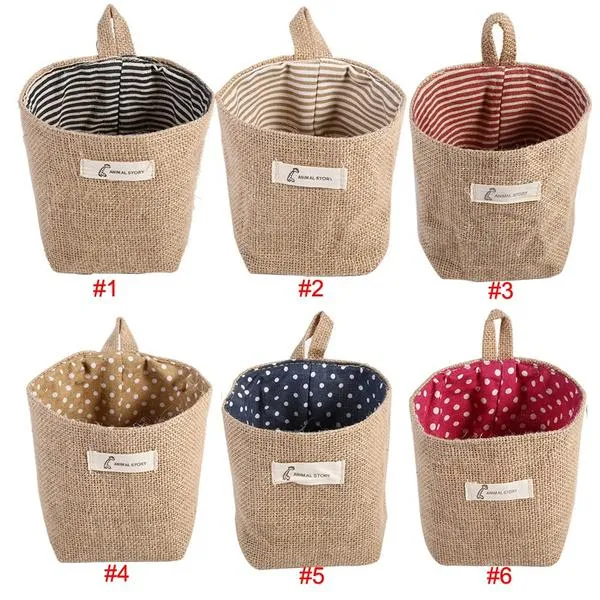 Cotton Linen Hanging Bag Home Gadget Storage Organizer