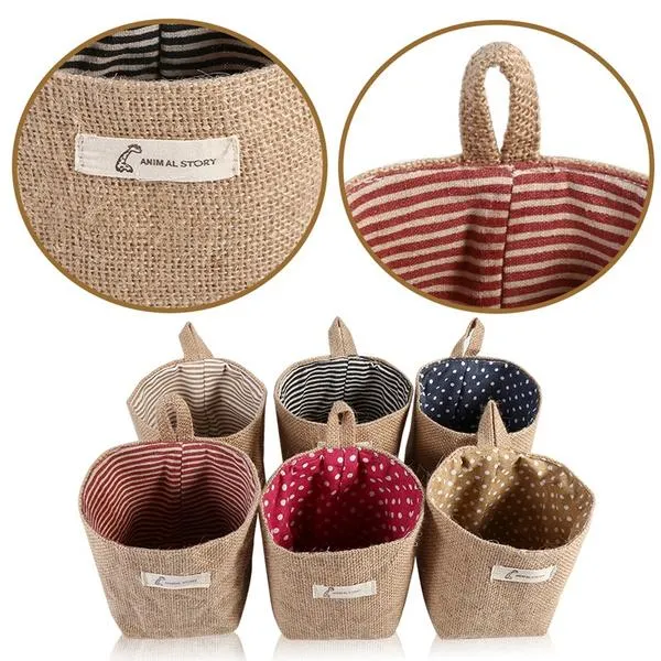 Cotton Linen Hanging Bag Home Gadget Storage Organizer