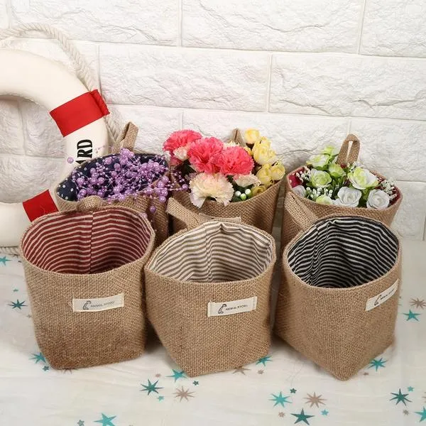 Cotton Linen Hanging Bag Home Gadget Storage Organizer
