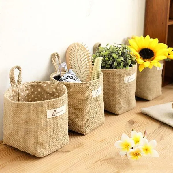Cotton Linen Hanging Bag Home Gadget Storage Organizer
