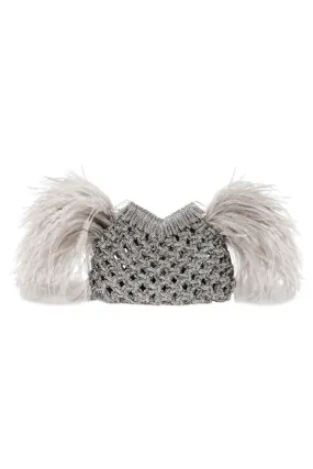 CRYSTAL DIAMOND PLUMES CLUTCH BAG