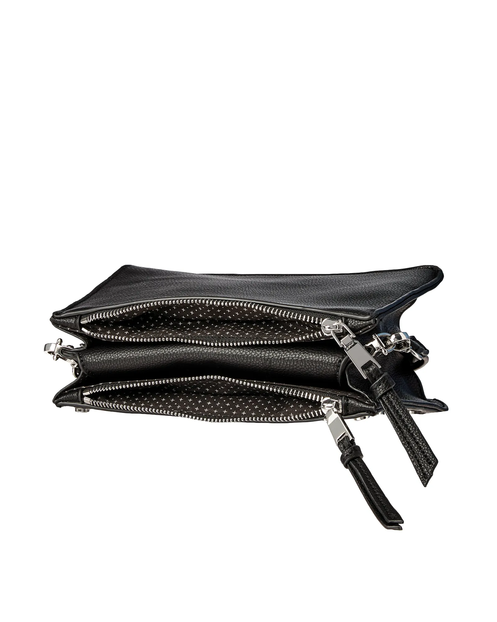 Desa Vegan Pebbled Leather Studded Trim Bag | Black / Silver