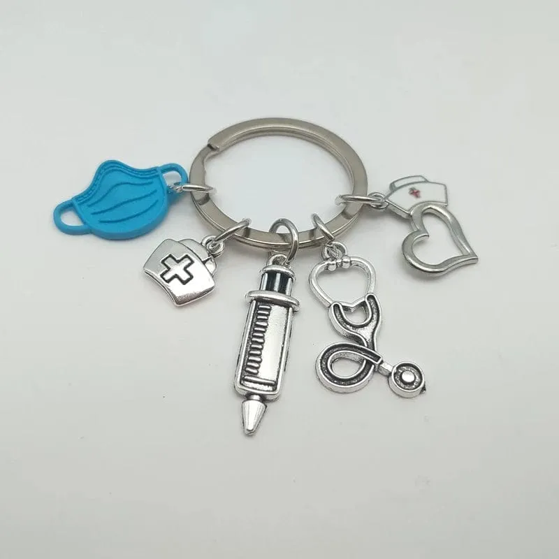 Doctor Nurse Medical Tool Syringe Stethoscope keychain