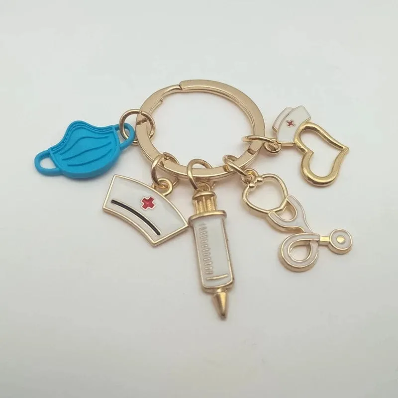 Doctor Nurse Medical Tool Syringe Stethoscope keychain