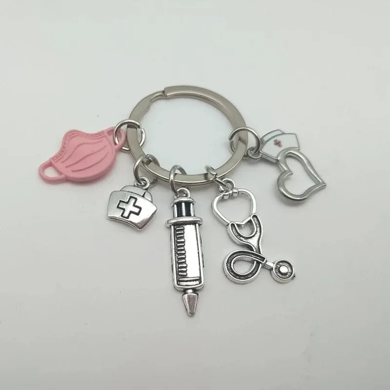 Doctor Nurse Medical Tool Syringe Stethoscope keychain