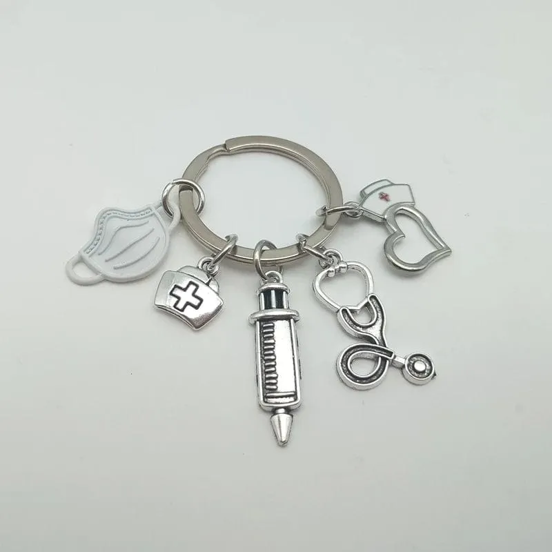 Doctor Nurse Medical Tool Syringe Stethoscope keychain