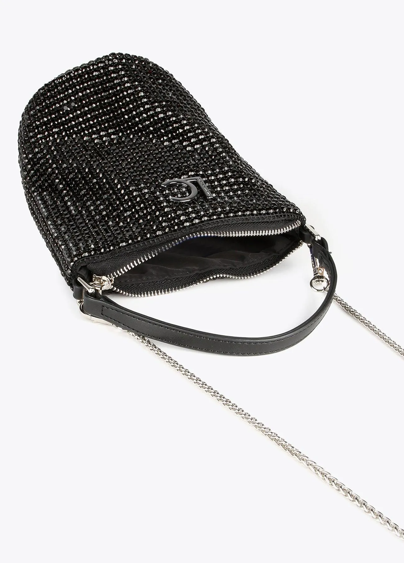 Drawstring bag with crystals
