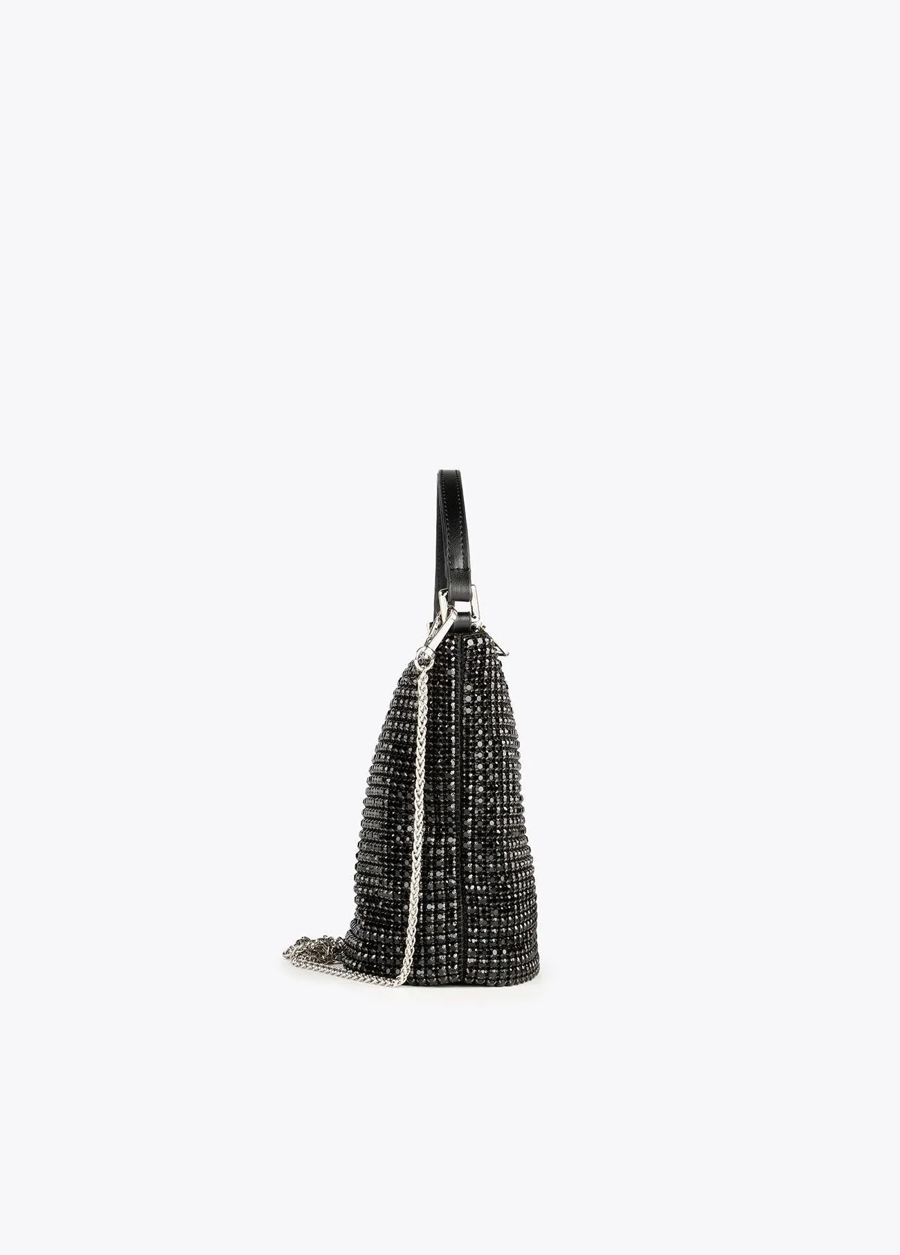 Drawstring bag with crystals