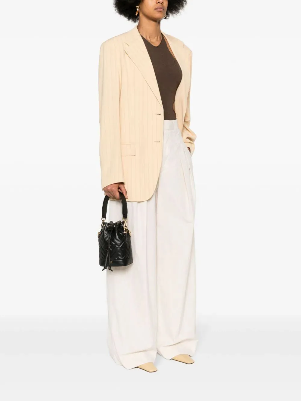 FENDI Embroidered Mini Bucket Handbag