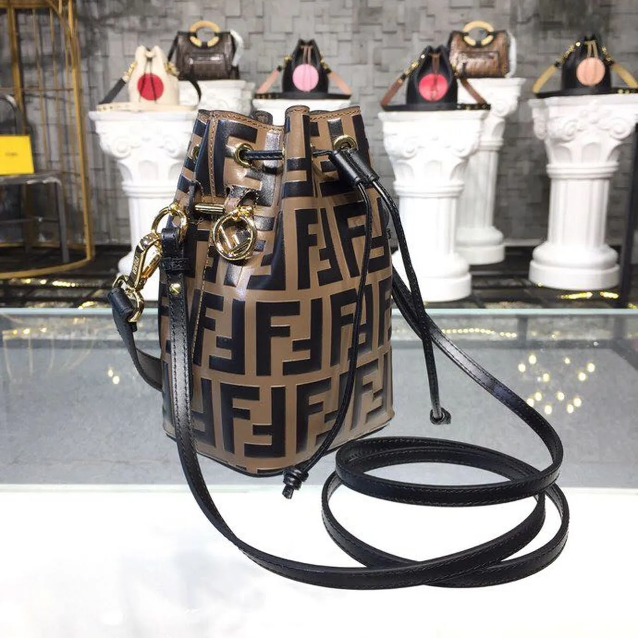 FI Mon Tresor Brown/Black For Women, Women&#8217;s Handbags, Shoulder And Crossbody Bags 7in/18cm FF 8BS010A659F13VK