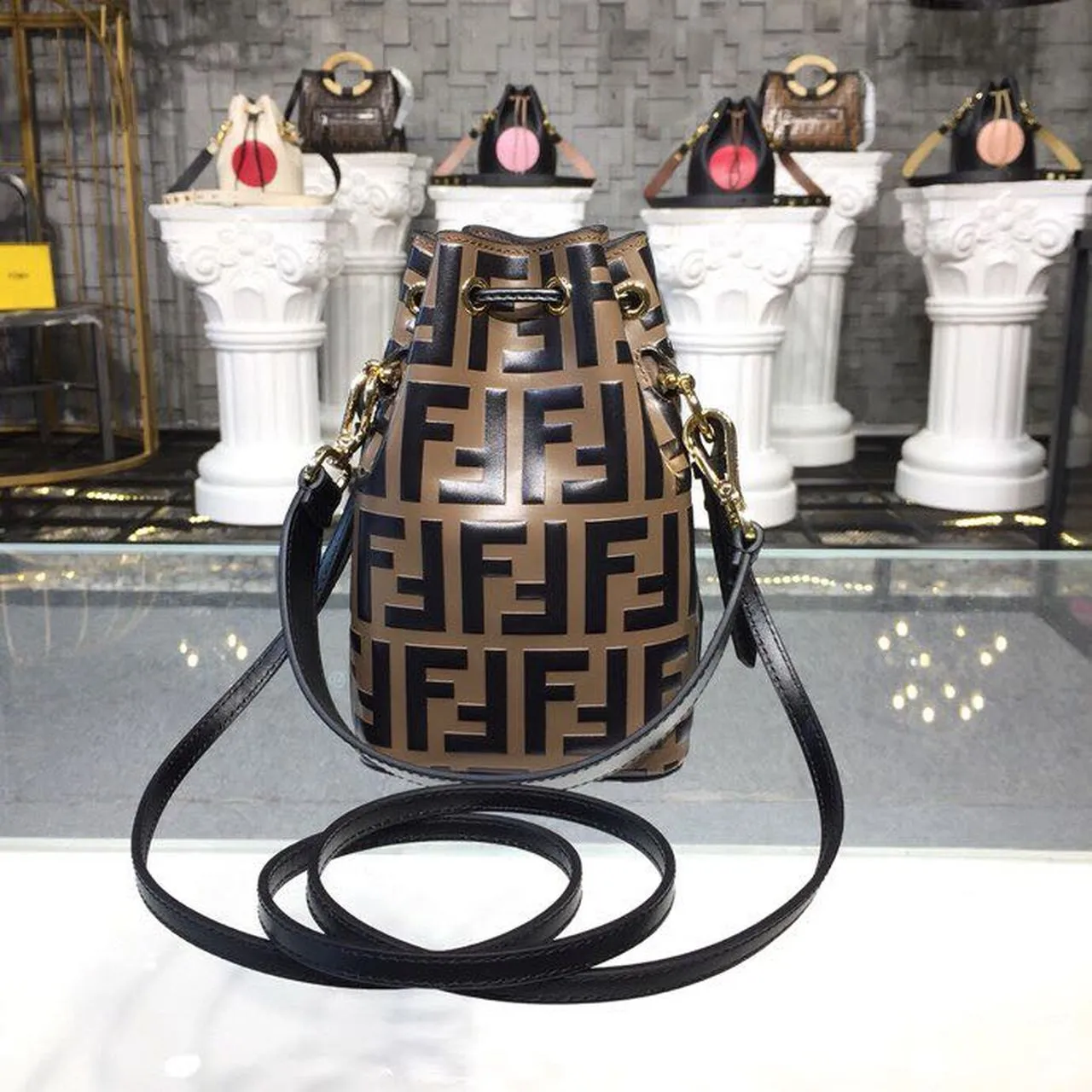 FI Mon Tresor Brown/Black For Women, Women&#8217;s Handbags, Shoulder And Crossbody Bags 7in/18cm FF 8BS010A659F13VK
