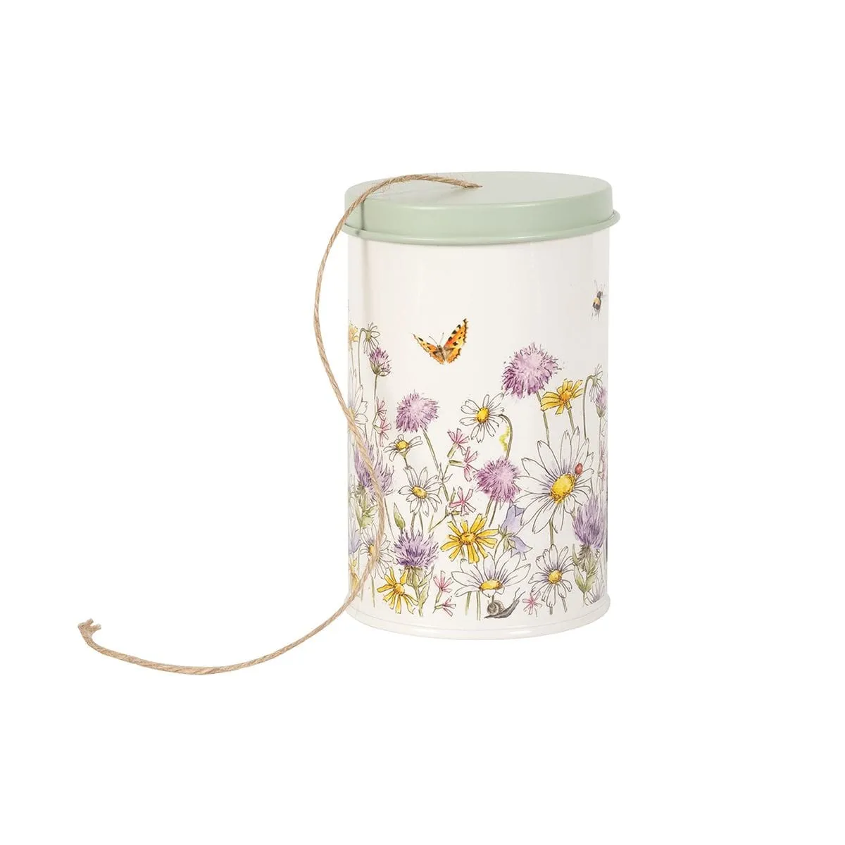 Floral Bee Design Gardening String Storage Tin