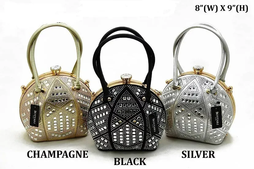 Half Ball Rhinestone Purse Black PMHY1500
