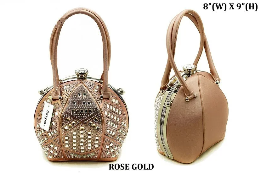 Half Ball Rhinestone Purse Black PMHY1500