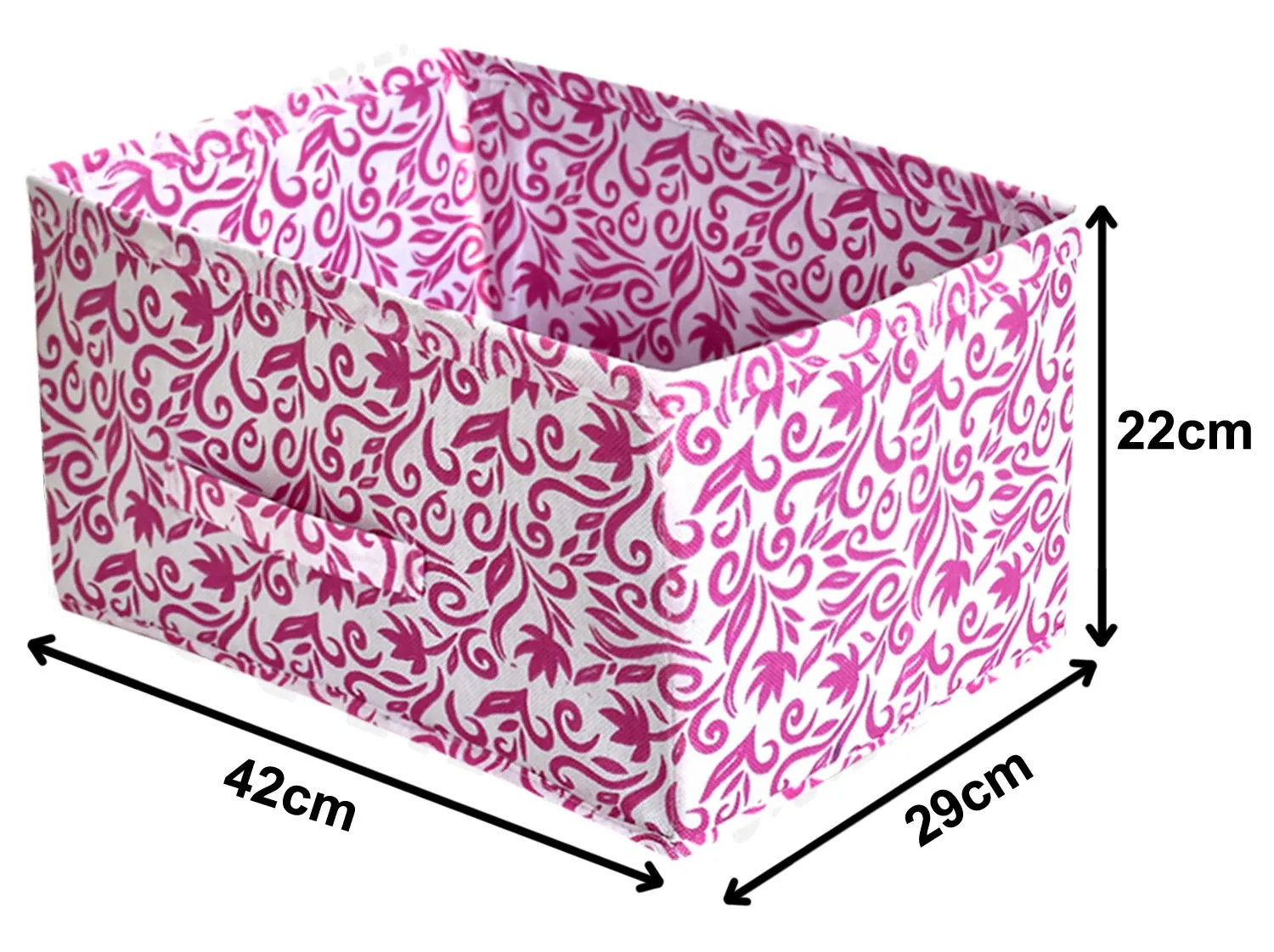 Heart Home Leaf Print Non Woven Fabric Modular Closet Organizer Box with Handle for Cube Storage Units in Closet, Bedroom to Hold Clothing,T-Shirts,Leggings, Accessories (Pink)-HHEART16005