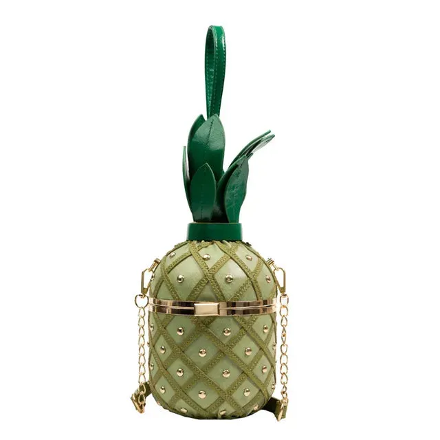 Hip Hop Women's Party Pineapple Shape Fashion Leather Bucket Crossbody Bags