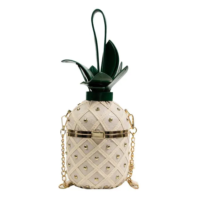Hip Hop Women's Party Pineapple Shape Fashion Leather Bucket Crossbody Bags