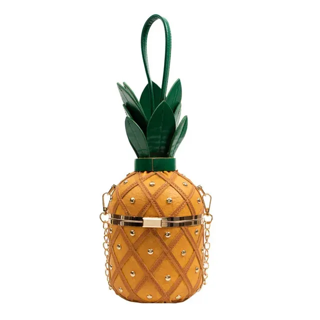 Hip Hop Women's Party Pineapple Shape Fashion Leather Bucket Crossbody Bags