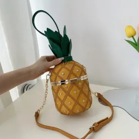 Hip Hop Women's Party Pineapple Shape Fashion Leather Bucket Crossbody Bags