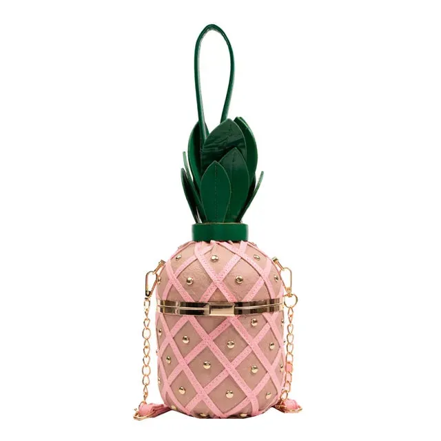 Hip Hop Women's Party Pineapple Shape Fashion Leather Bucket Crossbody Bags