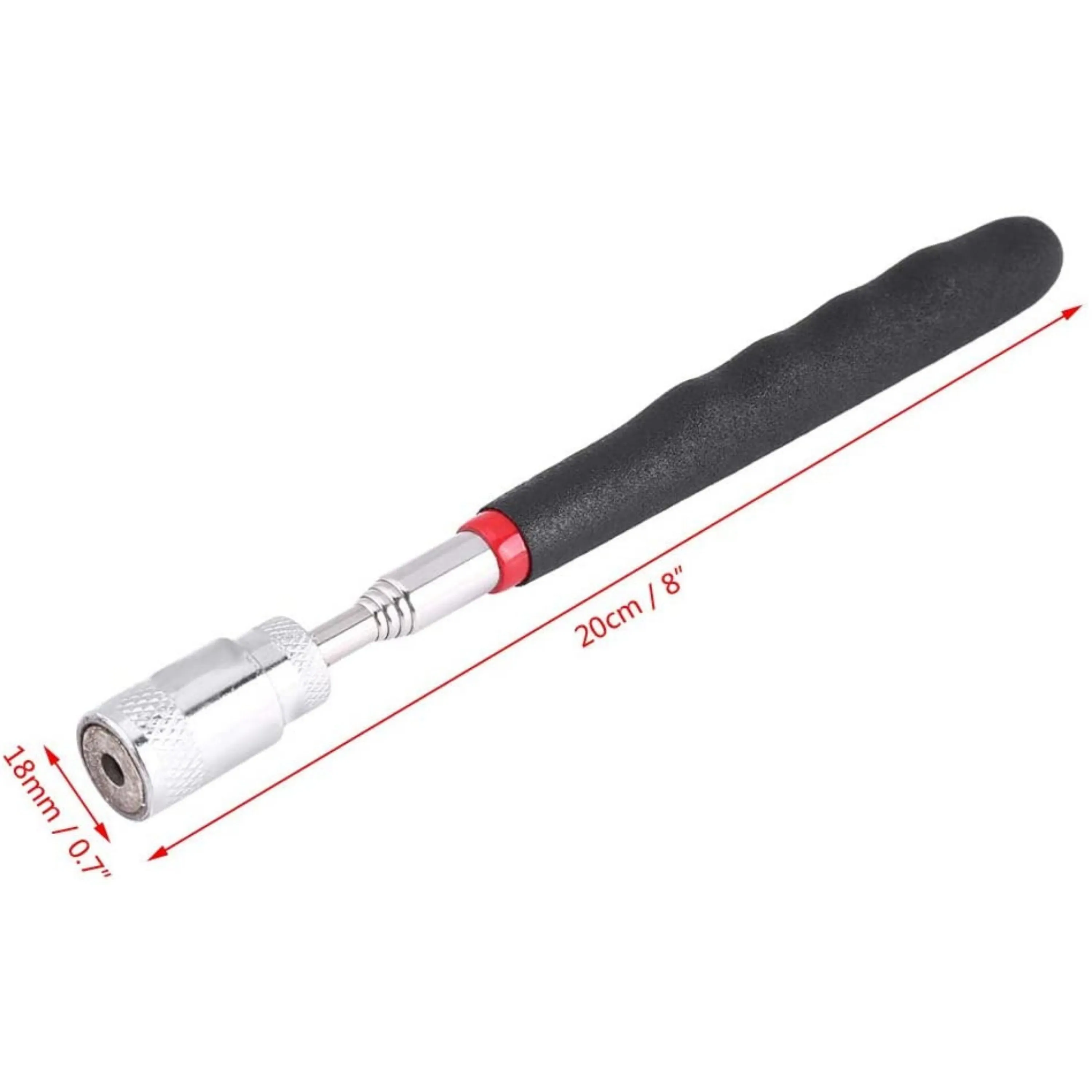 Homdum Telescopic Magnetic Pickup Tool Silicone Cushioned Handle with Pocket Clip 3.5LB Powerful Magnet Closed 7inch Fully Extended Length 30 inches for Picking Up Nuts, Bolts & Screws With LED Light.