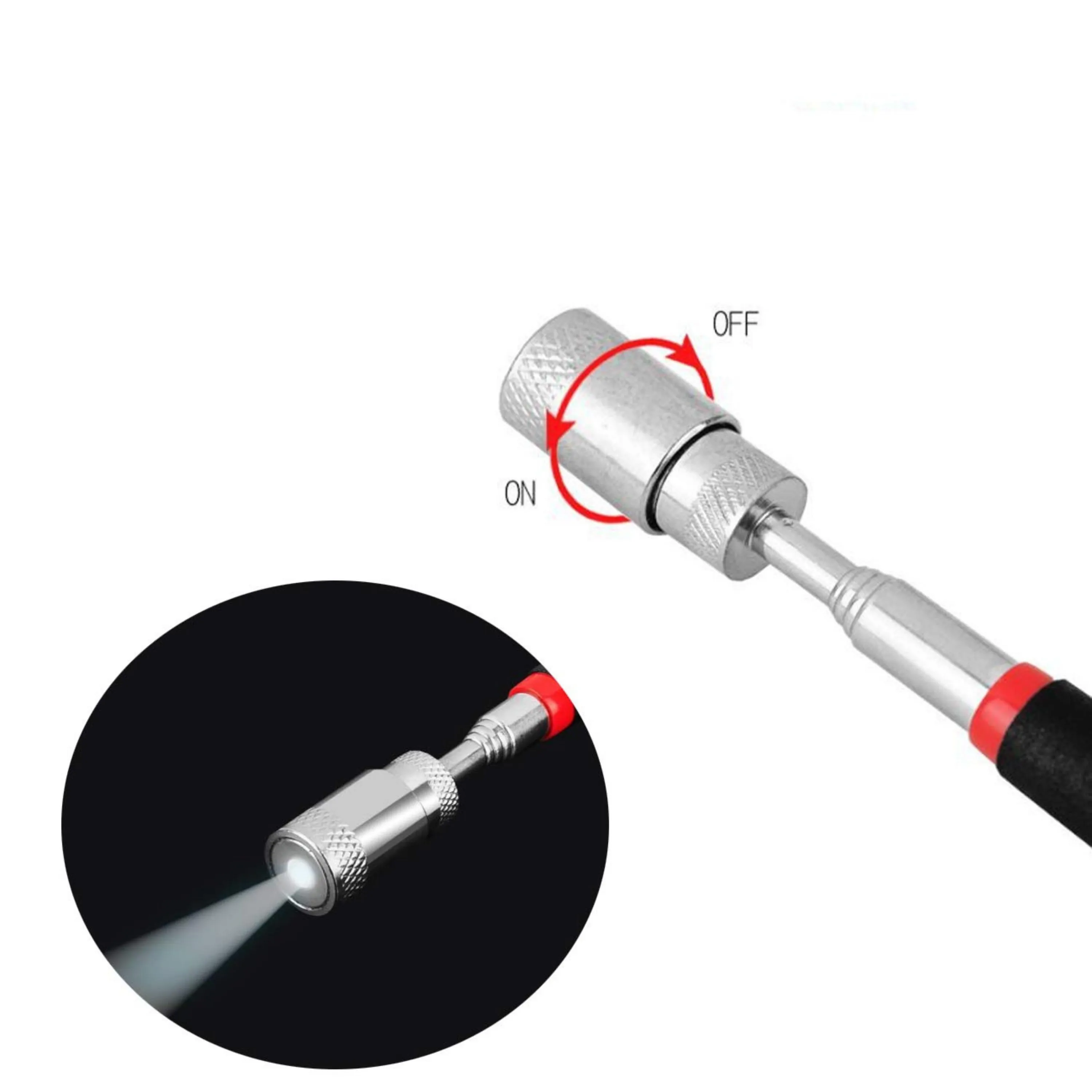 Homdum Telescopic Magnetic Pickup Tool Silicone Cushioned Handle with Pocket Clip 3.5LB Powerful Magnet Closed 7inch Fully Extended Length 30 inches for Picking Up Nuts, Bolts & Screws With LED Light.